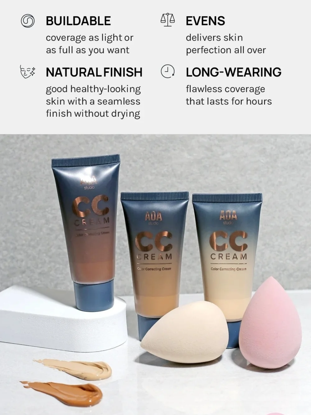 AOA Studio CC Cream Color Correcting Cream - Light 1fl Oz BNIB